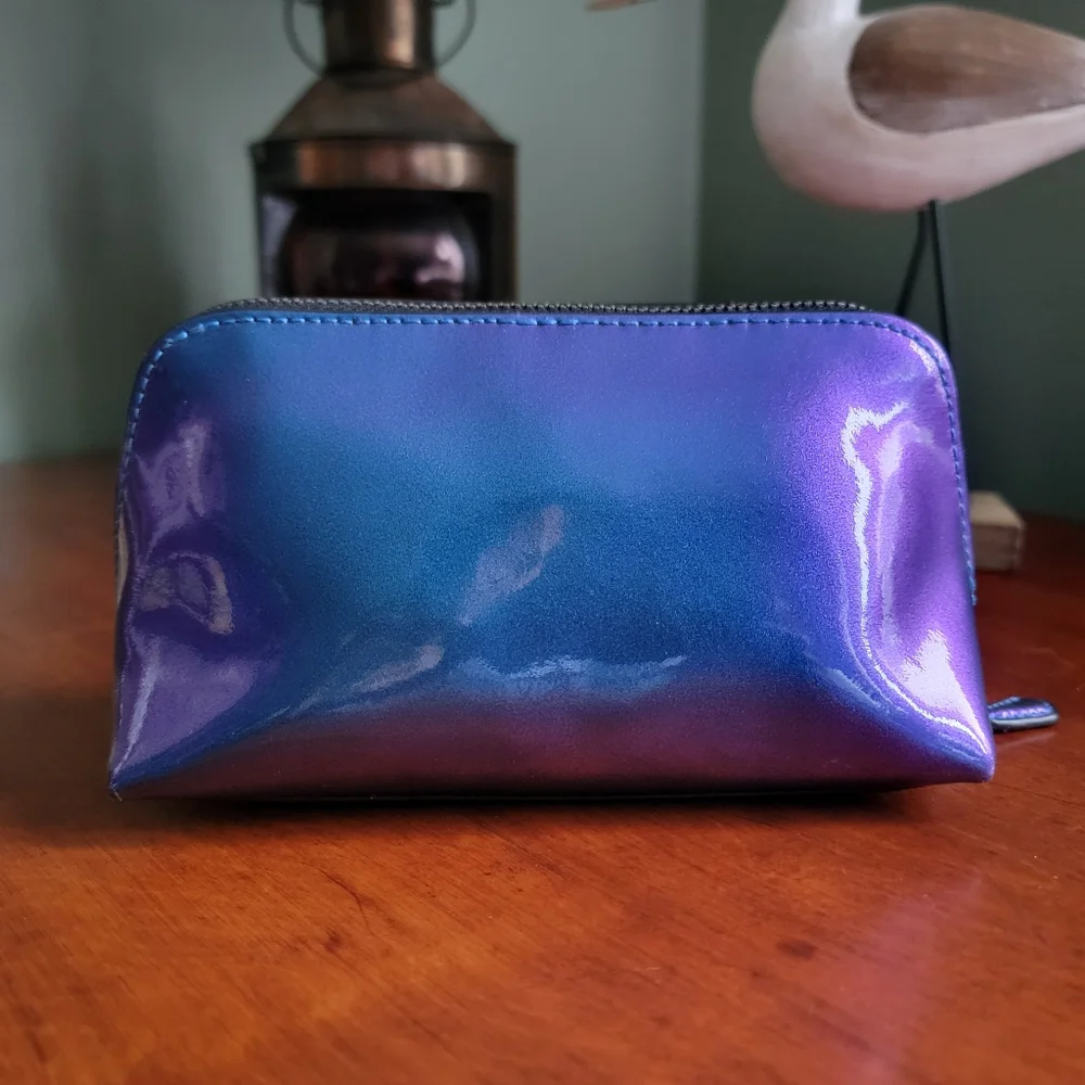 Coach F29412 Holographic Cosmetic Pouch Blue Purple Patent Leather Bag